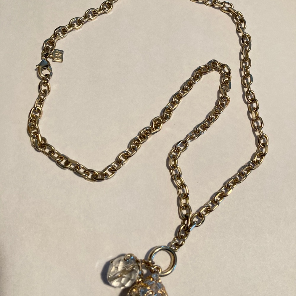 BR rhinestone gold ball necklace